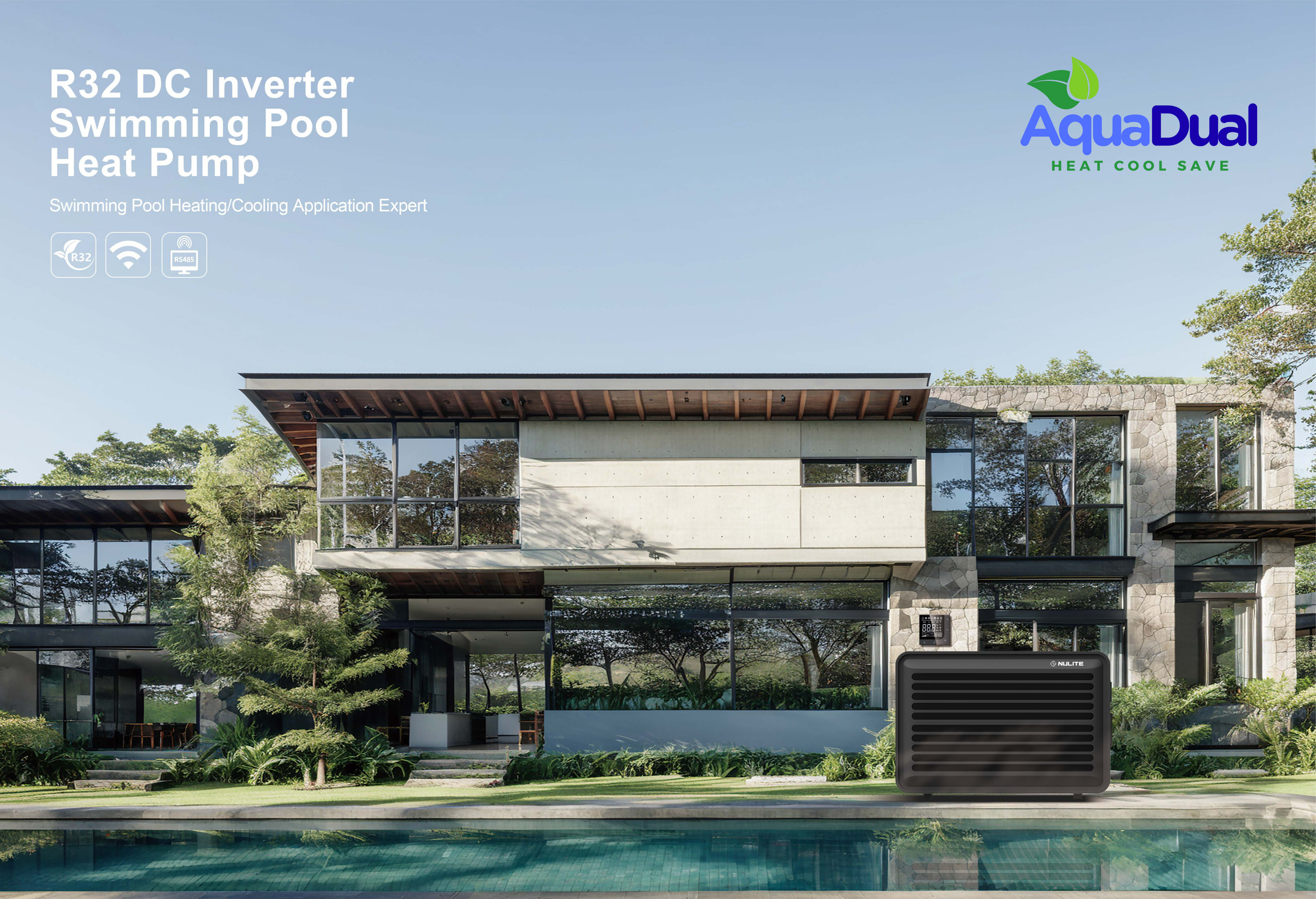 AquaDual NL-FLM60Y/32 | Heavy-Duty Pool Heater & Cooler – Up to 21,000 Gallons | Wi‑Fi Smart Control, R32, Built to Last